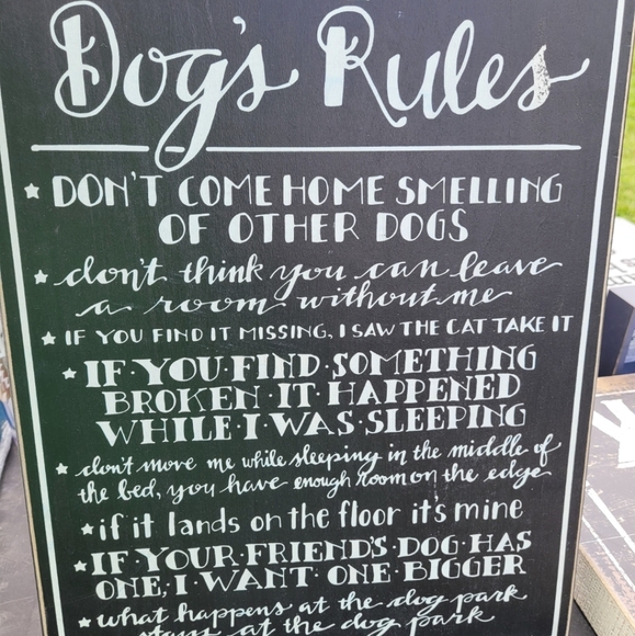 Primitives by Kathy | Wall Decor | The Dog Rules Box Sign Nwt | Poshmark